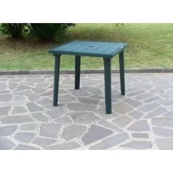 TAVOLO DA GIARDINO QUADRATO WEEKEND VERDE 80X80CM IN PLASTICA ARREDO ESTERNO 016300