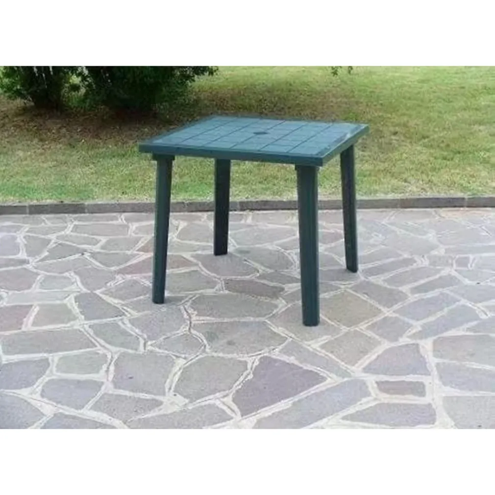 TAVOLO DA GIARDINO QUADRATO WEEKEND VERDE 80X80CM IN PLASTICA ARREDO ESTERNO 016300