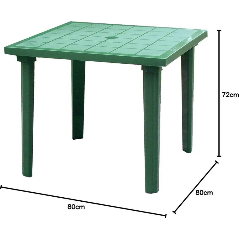 TAVOLO DA GIARDINO QUADRATO WEEKEND VERDE 80X80CM IN PLASTICA ARREDO ESTERNO 016300