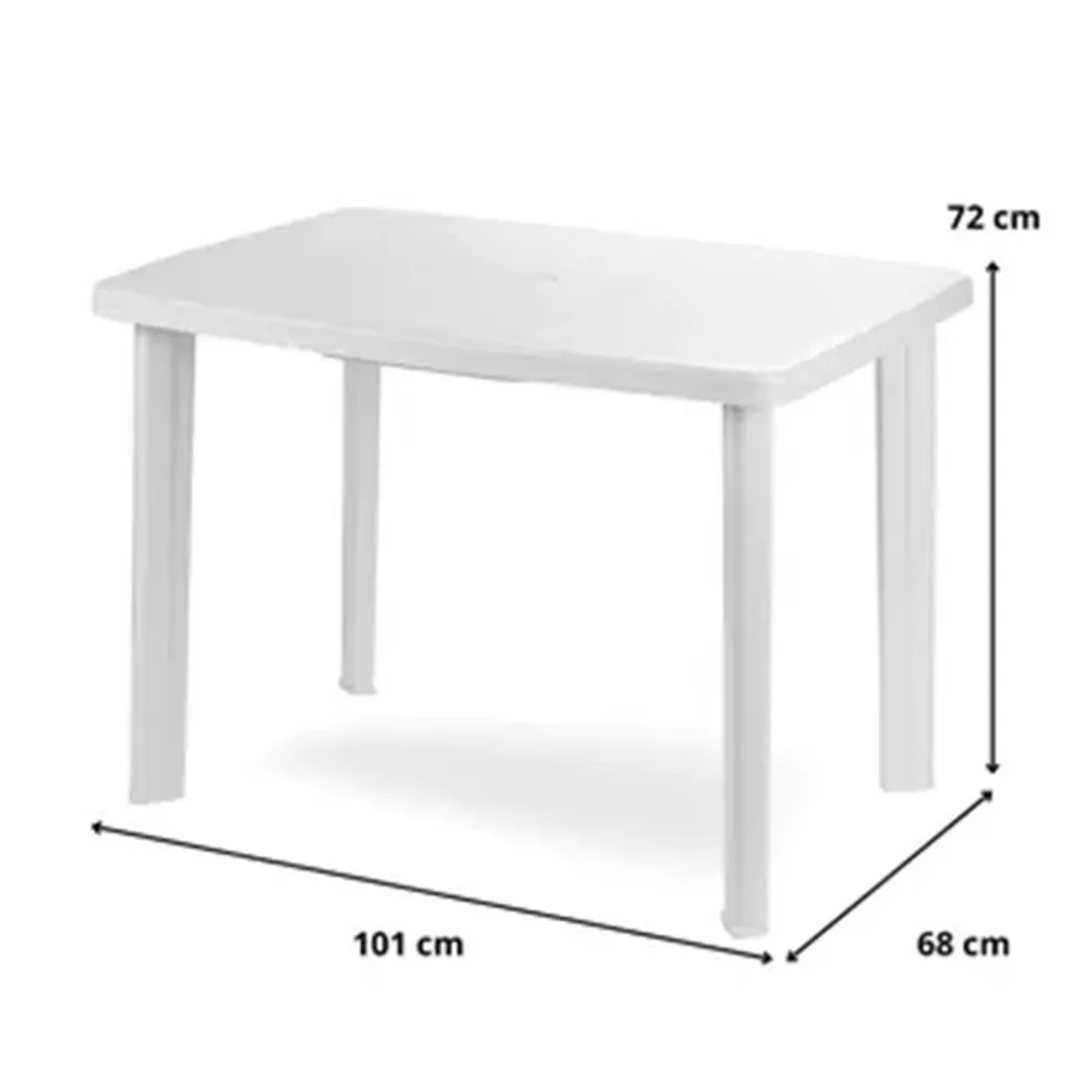 TAVOLO DA GIARDINO RETTANGOLARE BIANCO ARREDO ESTERNO RESISTENTE 101X68XH72CM 012138