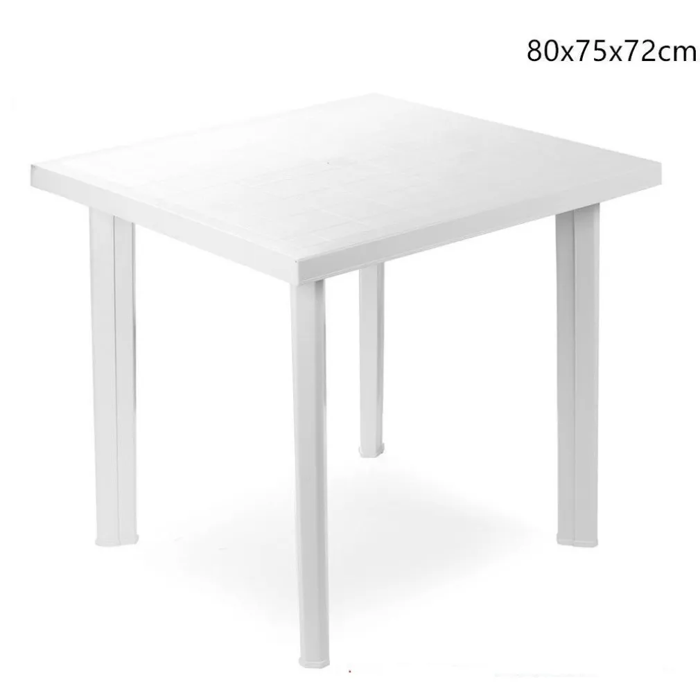 TAVOLO IN PLASTICA DA GIARDINO TAVOLA QUADRATA BIANCO 80X75XH72CM RESISTENTE 908604