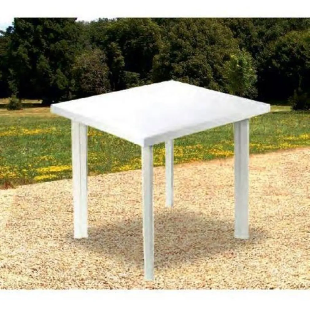 TAVOLO IN PLASTICA DA GIARDINO TAVOLA QUADRATA BIANCO 80X75XH72CM RESISTENTE 908604
