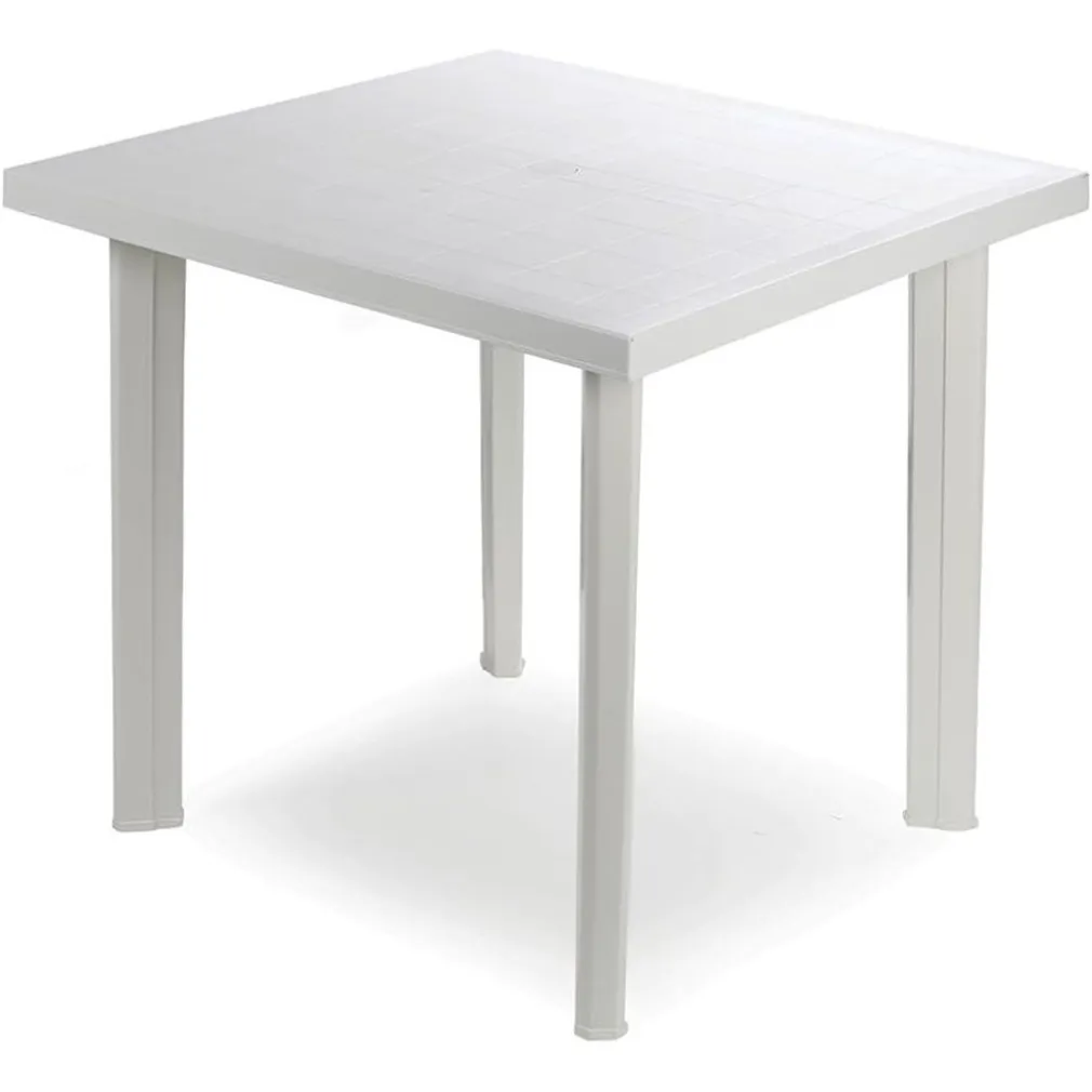 TAVOLO IN PLASTICA DA GIARDINO TAVOLA QUADRATA BIANCO 80X75XH72CM RESISTENTE 908604