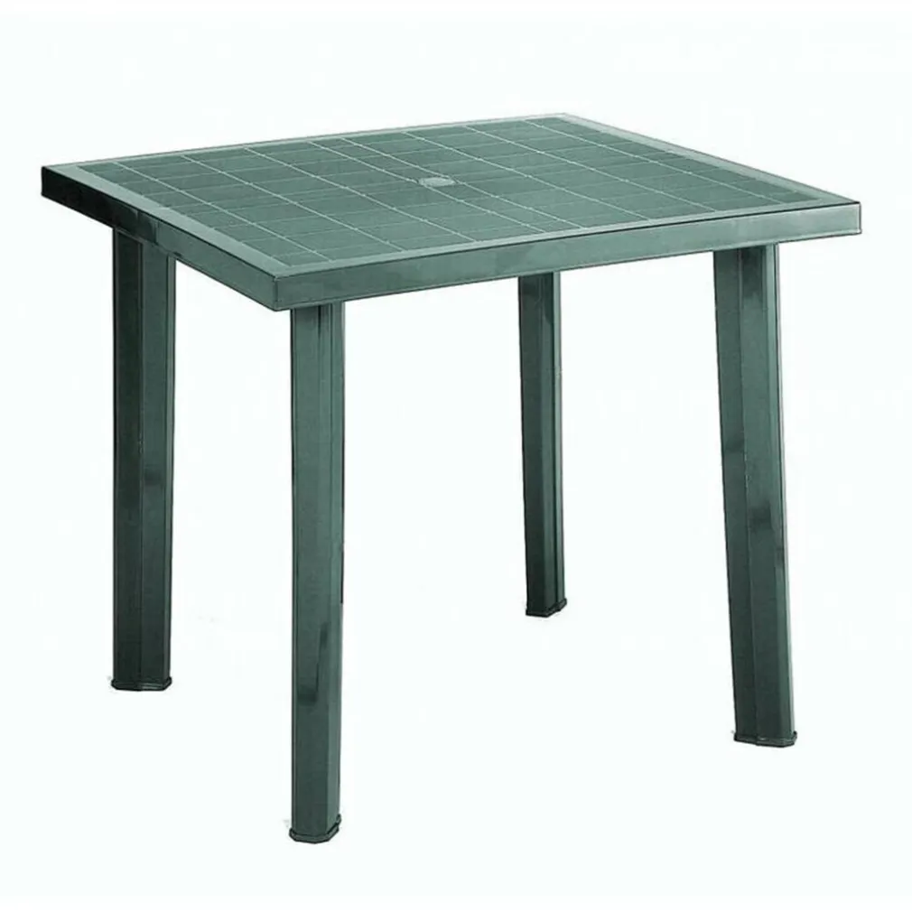 TAVOLO IN PLASTICA DA GIARDINO TAVOLA QUADRATA VERDE 80X75XH72CM RESISTENTE 020353