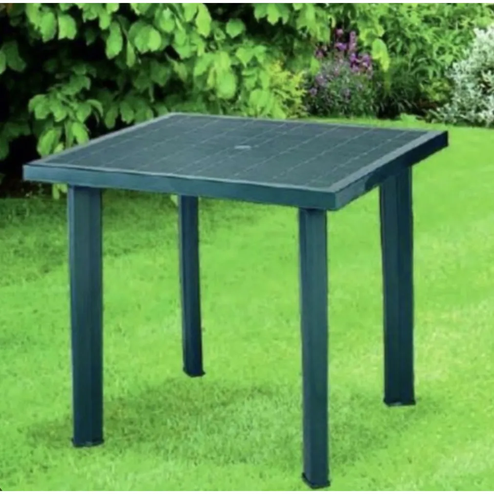 TAVOLO IN PLASTICA DA GIARDINO TAVOLA QUADRATA VERDE 80X75XH72CM RESISTENTE 020353