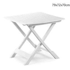 TAVOLO PIEGHEVOLE BIANCO IN POLIETILENE 79X72X70CM TAVOLINO GIARDINO CAMPEGGIO 012140