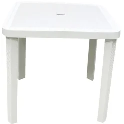 TAVOLO QUADRATO DA GIARDINO BIANCO 80X80CM IN PLASTICA ARREDO SPAZIO ESTERNO 008007