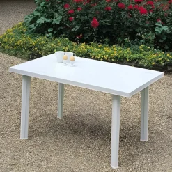 TAVOLO RETTANGOLARE DA GIARDINO ESTERNO VELO BIANCO 126X76X72CM RESISTENTE 008944