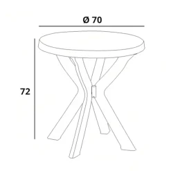 TAVOLO ROTONDO DA GIARDINO DON BIANCO RESISTENTE 70XH72CM ARREDO DA ESTERNO 012139