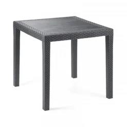 TAVOLO TAVOLINO QUADRATO EFFETTO FINTO RATTAN VIMINI ANTRACITE 79X79X72CM BAR CASA 052024