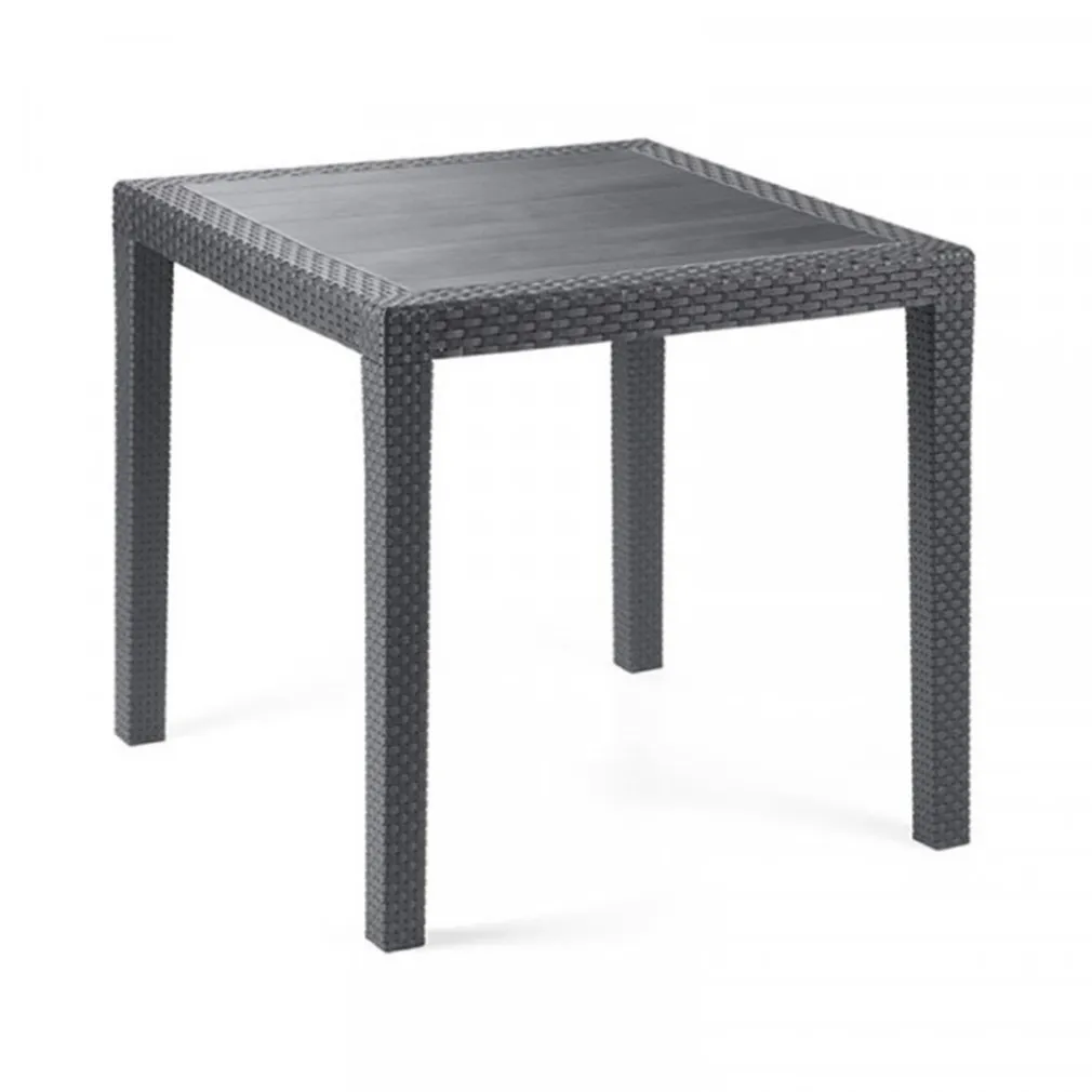 TAVOLO TAVOLINO QUADRATO EFFETTO FINTO RATTAN VIMINI ANTRACITE 79X79X72CM BAR CASA 052024