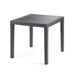 TAVOLO TAVOLINO QUADRATO EFFETTO FINTO RATTAN VIMINI ANTRACITE 79X79X72CM BAR CASA 052024
