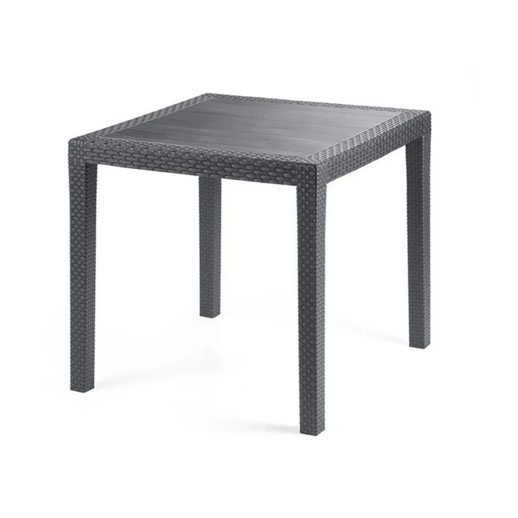 TAVOLO TAVOLINO QUADRATO EFFETTO FINTO RATTAN VIMINI ANTRACITE 79X79X72CM BAR CASA 052024
