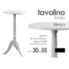 TAVOLO TAVOLINO TONDO BIANCO IN LEGNO 30X55 CM SALOTTO GIARDINO ARREDAMENTO CASA