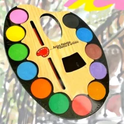 TAVOLOZZA PER PITTURA ACQUERELLI PENNELLI SCUOLA HOBBY SET ACQUERELLI 12 COLORI