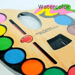 TAVOLOZZA PER PITTURA ACQUERELLI PENNELLI SCUOLA HOBBY SET ACQUERELLI 12 COLORI