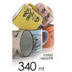 TAZZA CAPPUCCINO CAFFÈ LIFE IN CERAMICA 340ML 340CC VARI COLORI ASSORTITI 719219