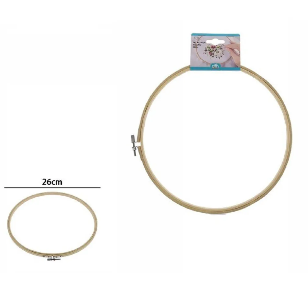 TELAIO PER RICAMO IN LEGNO TONDO CON FIBBIA METALLO ACCESSORI CUCITO 26CM 53550A