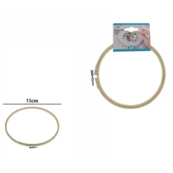 TELAIO PER RICAMO IN LEGNO TONDO CON FIBBIA METALLO ACCESSORI CUCITO 15CM 53548A