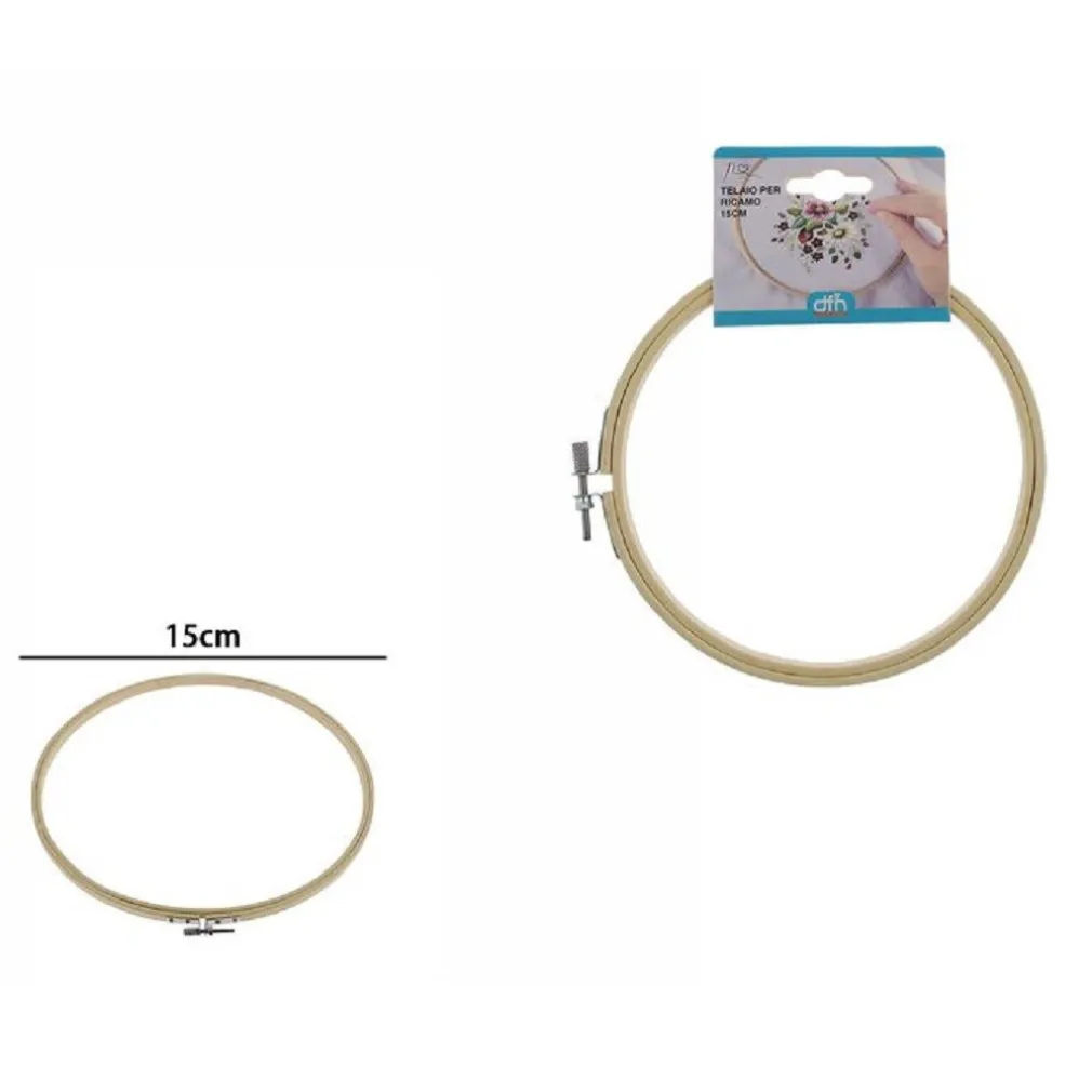TELAIO PER RICAMO IN LEGNO TONDO CON FIBBIA METALLO ACCESSORI CUCITO 15CM 53548A