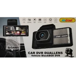 TELECAMERA DASH CAM AUTO HD DVR CAR VIDEO CAMERA HD Q-CA801 DOPPIA LENTE BLACKBOX