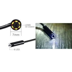 TELECAMERA ENDOSCOPICA 6 LED TUBO FLESSIBILE USB 5 MT IMPERMEABILE ISPEZIONE