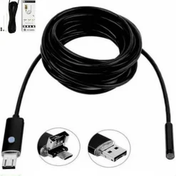 TELECAMERA ENDOSCOPICA 2 METRI TUBO FLESSIBILE USB 6 LED IMPERMEABILE ISPEZIONE