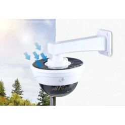 TELECAMERA FINTA CON PANNELLO SOLARE CON SENSORE DI MOVIMENTO 44LED FARETTO LUCE