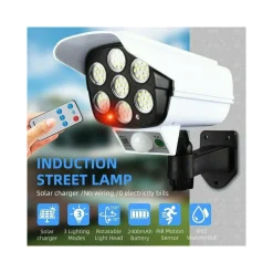 TELECAMERA FINTA PANNELLO SOLARE CON SENSORE DI MOVIMENTO 77 LED FARETTO LUCE