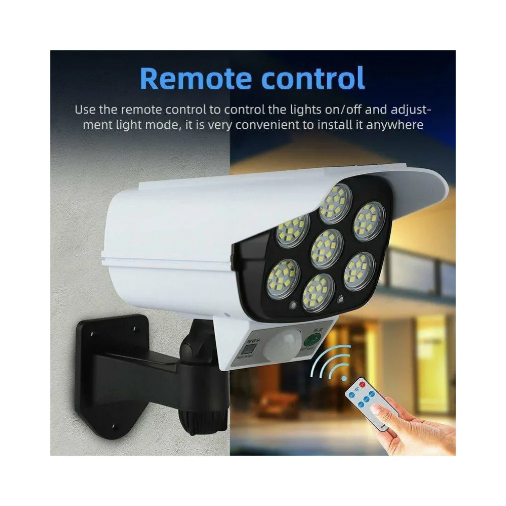 TELECAMERA FINTA PANNELLO SOLARE CON SENSORE DI MOVIMENTO 77 LED FARETTO LUCE