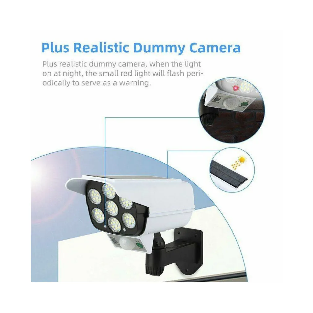 TELECAMERA FINTA PANNELLO SOLARE CON SENSORE DI MOVIMENTO 77 LED FARETTO LUCE