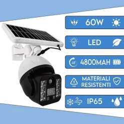 TELECAMERA FINTA SICUREZZA LUCE LAMPADA SOLARE CON SENSORE DI MOVIMENTO 60 W LED