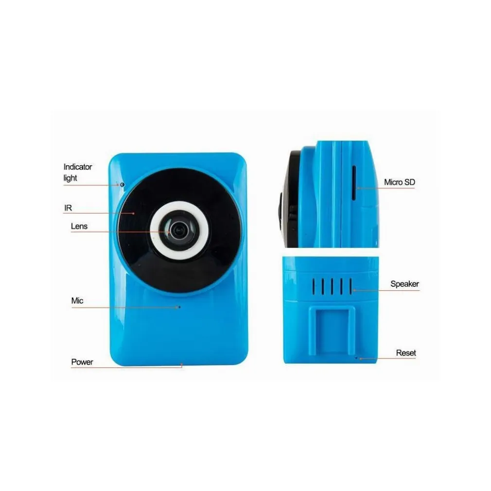 TELECAMERA IP CAM 1 MPX 720P WIRELESS WIFI REGISTRA MICRO SD WIDE EYE 180 GRADI