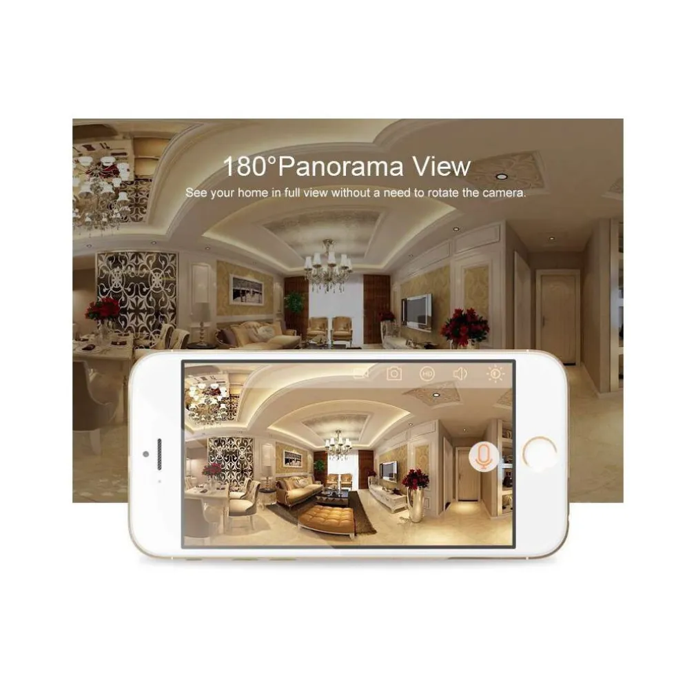 TELECAMERA IP CAM 1 MPX 720P WIRELESS WIFI REGISTRA MICRO SD WIDE EYE 180 GRADI