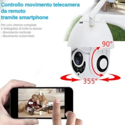 TELECAMERA IP CAMERA FULL HD 1080P WIRELESS MOTORIZZATA WIFI INTERNET DA ESTERNO