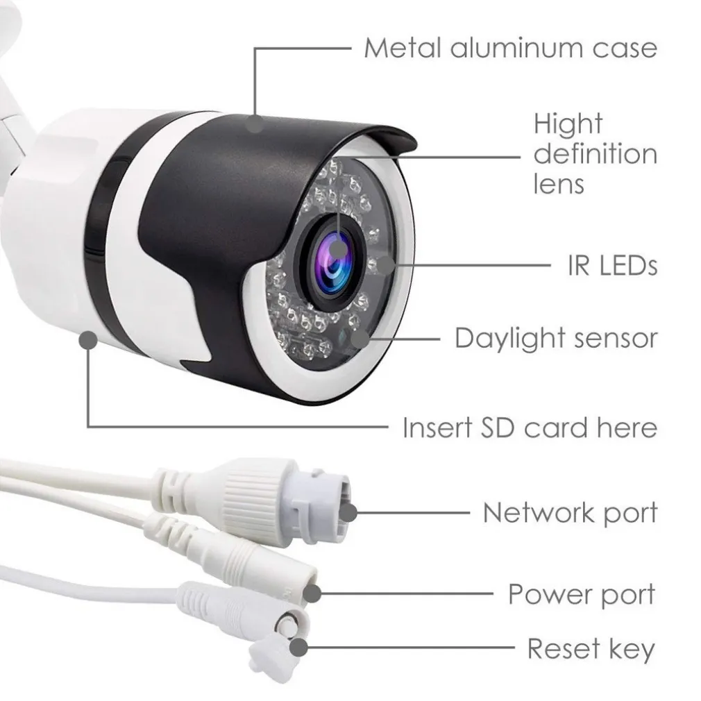 TELECAMERA IP CAMERA HD WIRELESS LED IR INFRAROSSI IPCAM TF 36 LED ESTERNO