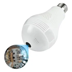 TELECAMERA IP WIFI LAMPADINA LED OCCHIO CAMERA NASCOSTA SPIA E27 180° PANORAMICA