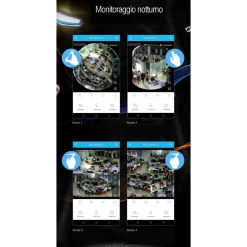 TELECAMERA WIFI PANORAMICA IP GRANDANGOLO 360° VRCAM FISHEYE 4 TELECAMERE IN 1