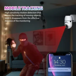 TELECAMERA WIRELESS CON SPINA 360° RILEVAMENTO MOVIMENTO TRACCIAMENTO AUTOMATICO