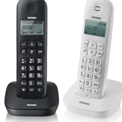 TELEFONO CORDLESS BRONDI GALA NERO O BIANCO FISSO CASA AMPIO DISPLAY TASTI GRAND