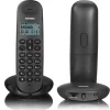TELEFONO CORDLESS BRONDI LOTUS BIANCO NERO RETROILLUMINATO CON SVEGLIA VIVAVOCE