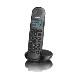 TELEFONO CORDLESS BRONDI LOTUS BIANCO NERO RETROILLUMINATO CON SVEGLIA VIVAVOCE