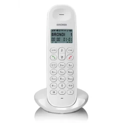 TELEFONO CORDLESS BRONDI LOTUS BIANCO NERO RETROILLUMINATO CON SVEGLIA VIVAVOCE