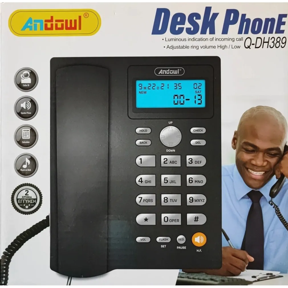 TELEFONO FISSO CON CAVO DA SCRIVANIA FUNZIONE DI RICHIAMATA UFFICIO CASA Q-DH389