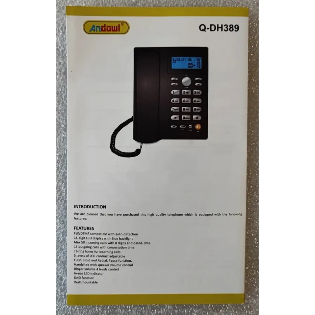 TELEFONO FISSO CON CAVO DA SCRIVANIA FUNZIONE DI RICHIAMATA UFFICIO CASA Q-DH389