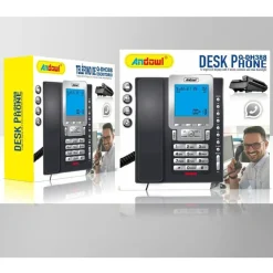 TELEFONO FISSO CON CAVO Q-DH388 DISPLAY LCD A 12 CIFRE SCRIVANIA UFFICIO CASA