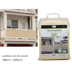TELO COPERTURA FRANGIVISTA FRANGIVENTO RINGHIERA PROTEZIONE VENTO BALCONE 500X85CM BEIGE