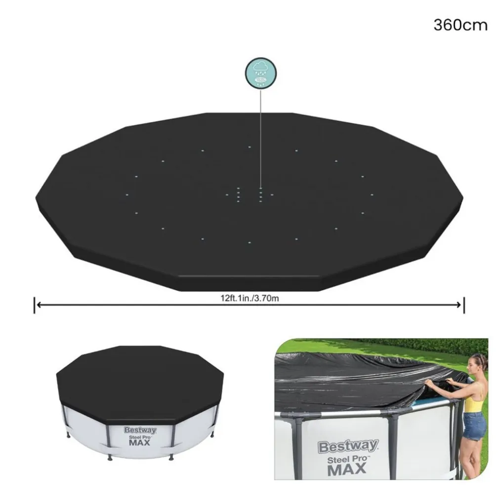 TELO COPRIPISCINA TELONE COPERTURA PISCINA CON STRUTTURA 366CM CON FORI DRENAGGIO 58037