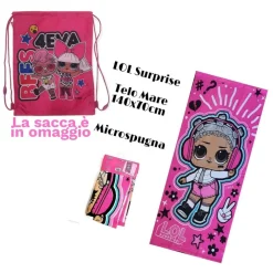 TELO MARE IN COTONE LOL SURPRISE + SACCA IN OMAGGIO ASCIUGAMANO MARE PISCINA LOL