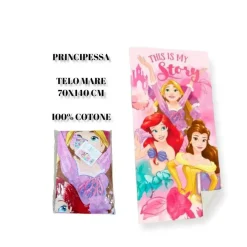TELO MARE IN COTONE PRINCIPESSE DISNEY ARIEL ASCIUGAMANO MARE PISCINA BAMBINI